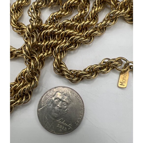 Monet 56" 6.25mm Chunky Chain Twisted Rope Necklace Gold Tone Classic - Picture 4 of 8